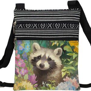 Crossbody Bag Floral Raccoon Ethnic Printed Lightweight Small for Women